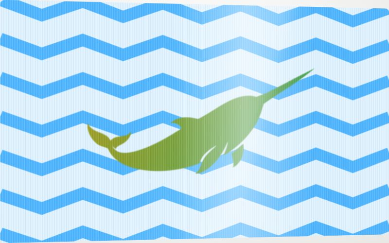 Color change label sample. The narwhal shifts color as the label tilts.