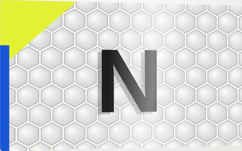 3D depth label sample. The letter floats above the honeycomb, which slides underneath it.