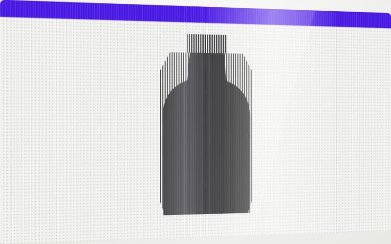 Morph label sample. The picture changes step by step as it turns: tub, bottle, can.