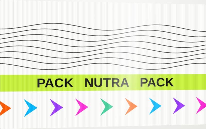 Motion label sample. Waves ripple, arrows run and the text band flips as the angle changes.