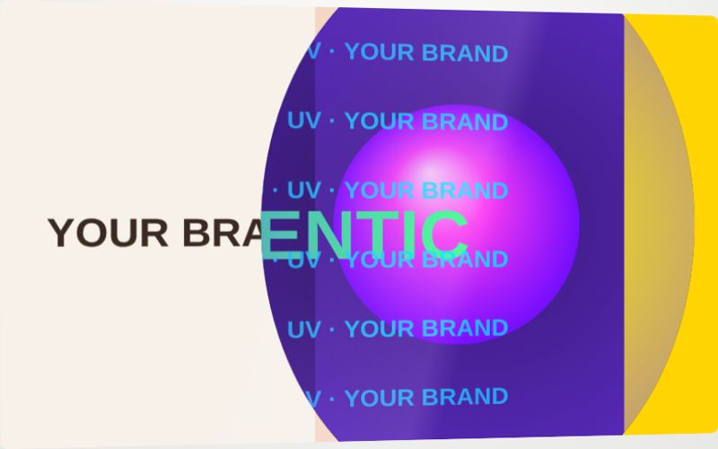 UV 4-color process label sample. Hidden ink that only lights up under UV, in full color.