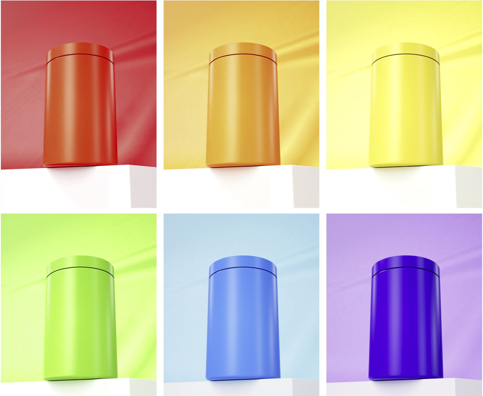 Tubs printed in six Pantone colors