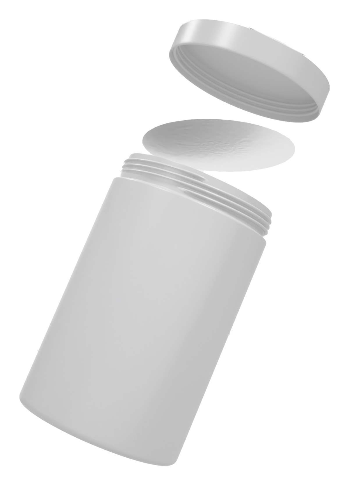 Exploded view of a NutraPack tub showing lid, induction liner and body